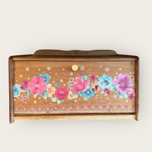 The Pioneer Woman Other - Pioneer Woman Floral Wooden Bread Box with pink and blue floral design